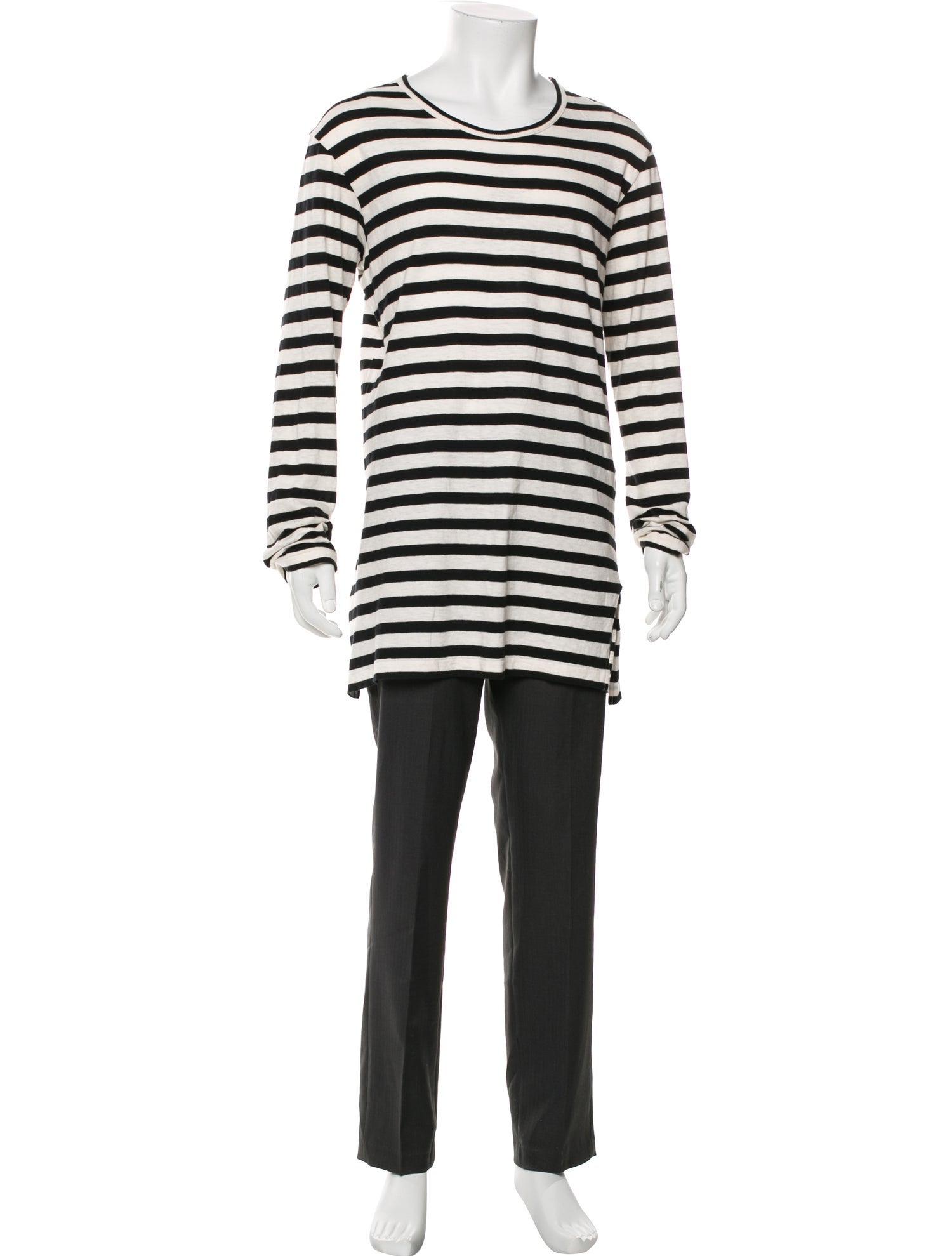 Yohji Yamamoto Striped Scoop Neck T-Shirt
