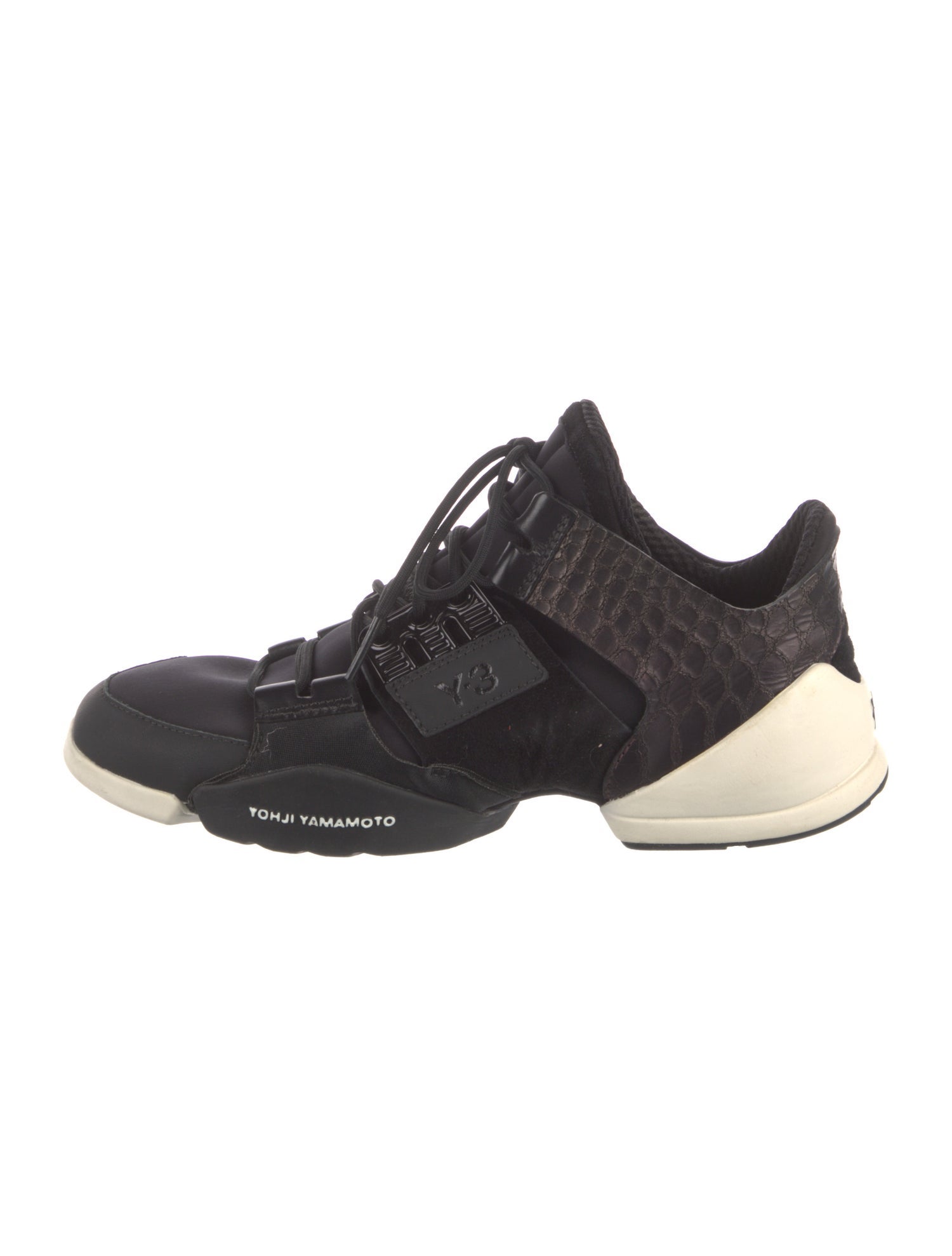 Y-3 Leather Colorblock Pattern Sneakers