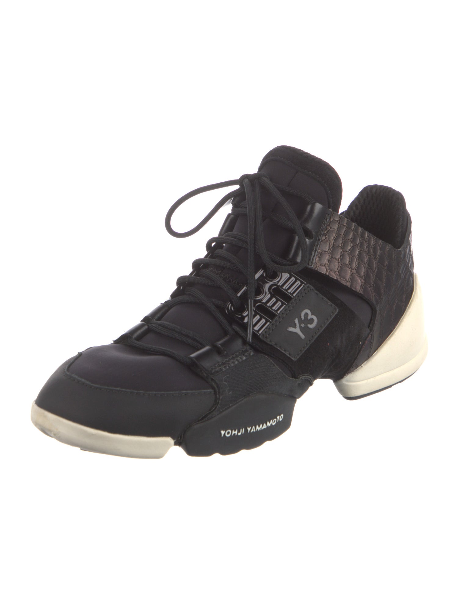 Y-3 Leather Colorblock Pattern Sneakers