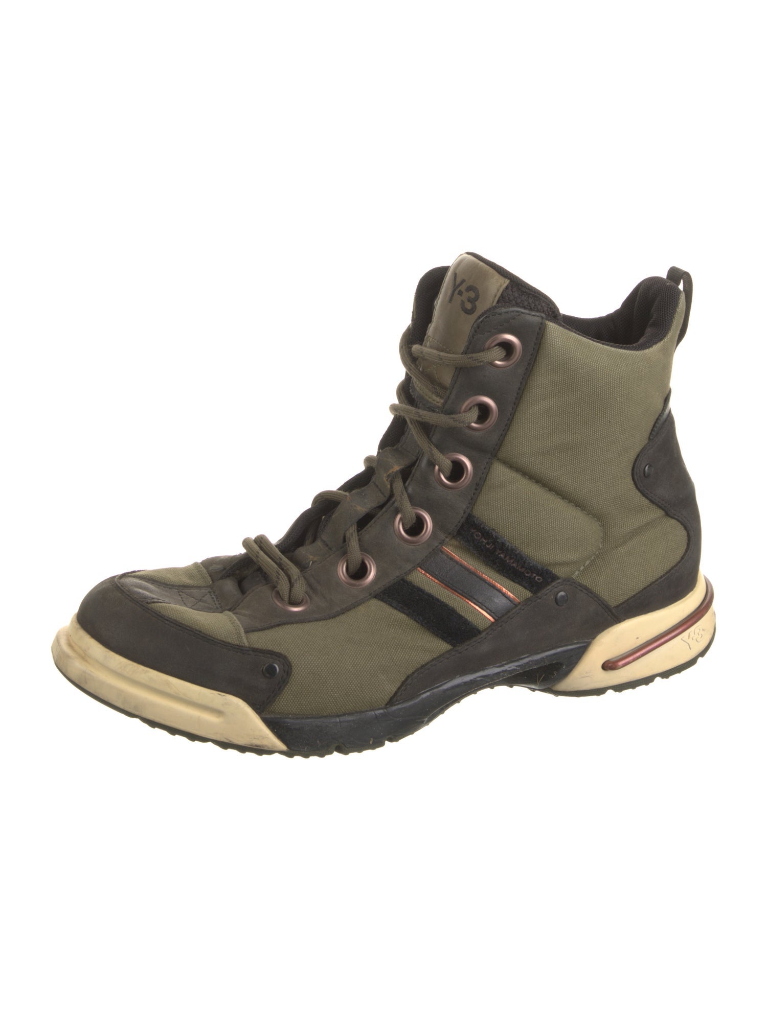 Yohji Yamamoto Leather Colorblock Pattern Sneakers