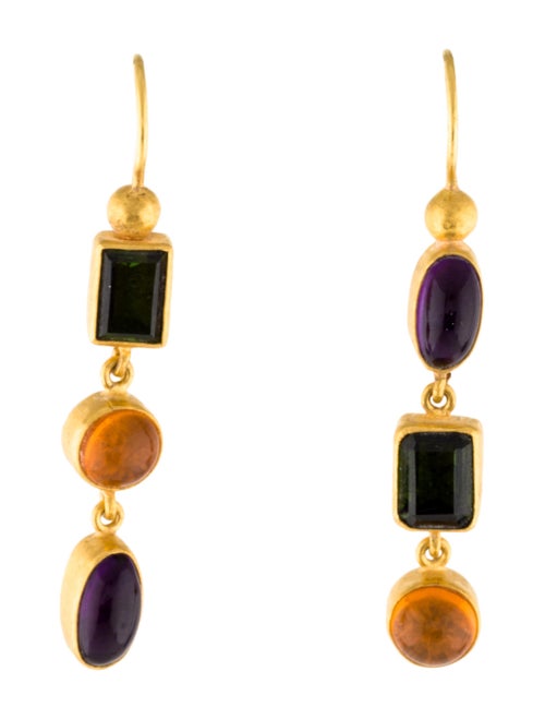 Yossi Harari 24K Opal, Tourmaline & Amethyst Drop Earrings