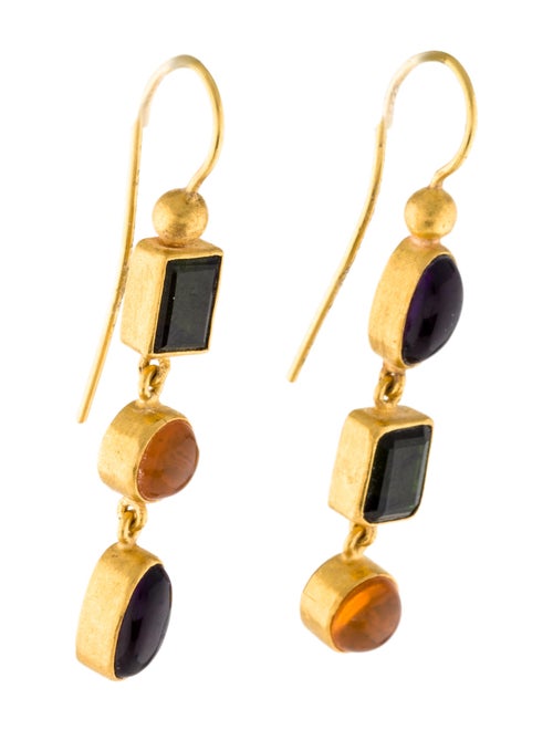Yossi Harari 24K Opal, Tourmaline & Amethyst Drop Earrings