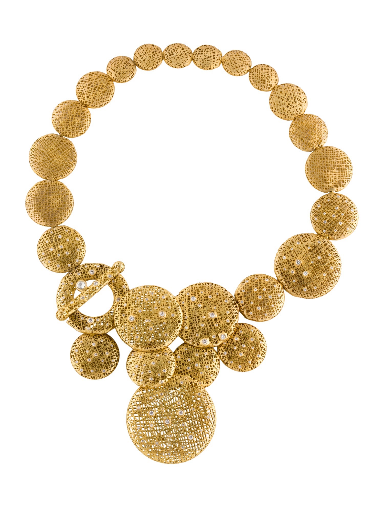 Yossi Harari 18K Diamond Lace Disc Chandelier Necklace