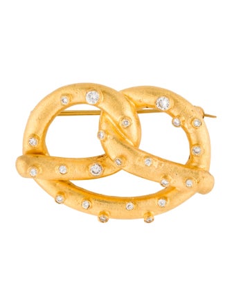 Yossi Harari 24K Diamond Salty Pretzel Brooch