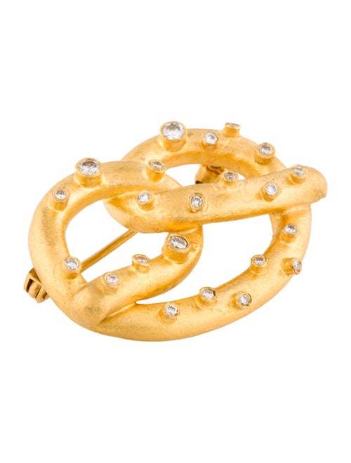 Yossi Harari 24K Diamond Salty Pretzel Brooch