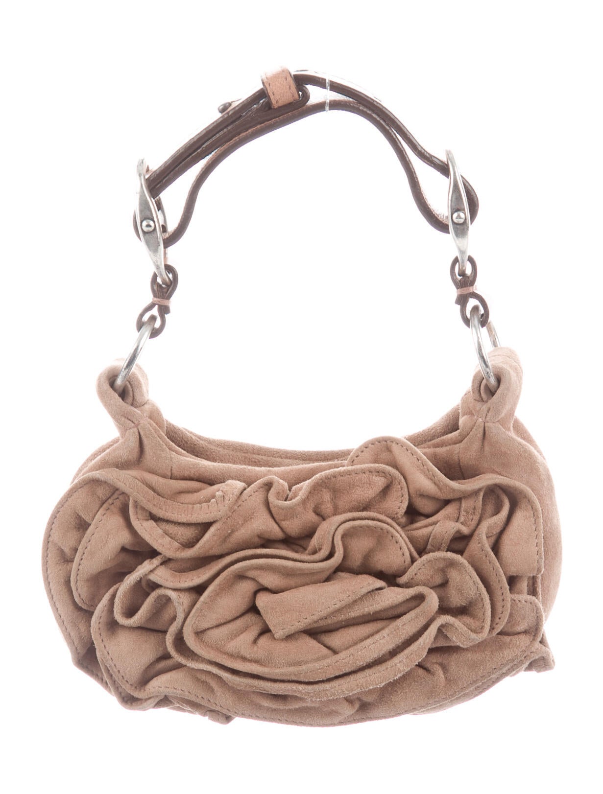 155　Nadia S Yves Saint Laurent Rive Gauche Mini Suede Nadia Bag - Neutrals