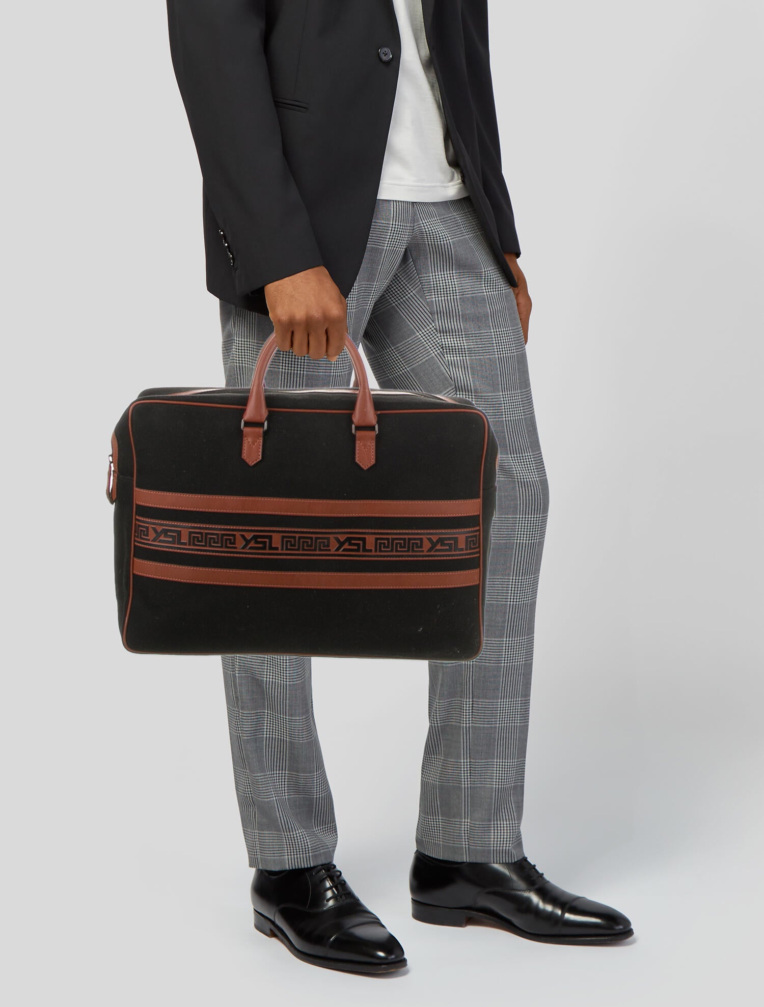 Yves Saint Laurent Rive Gauche LeatherTrimmed Canvas Messenger Bag