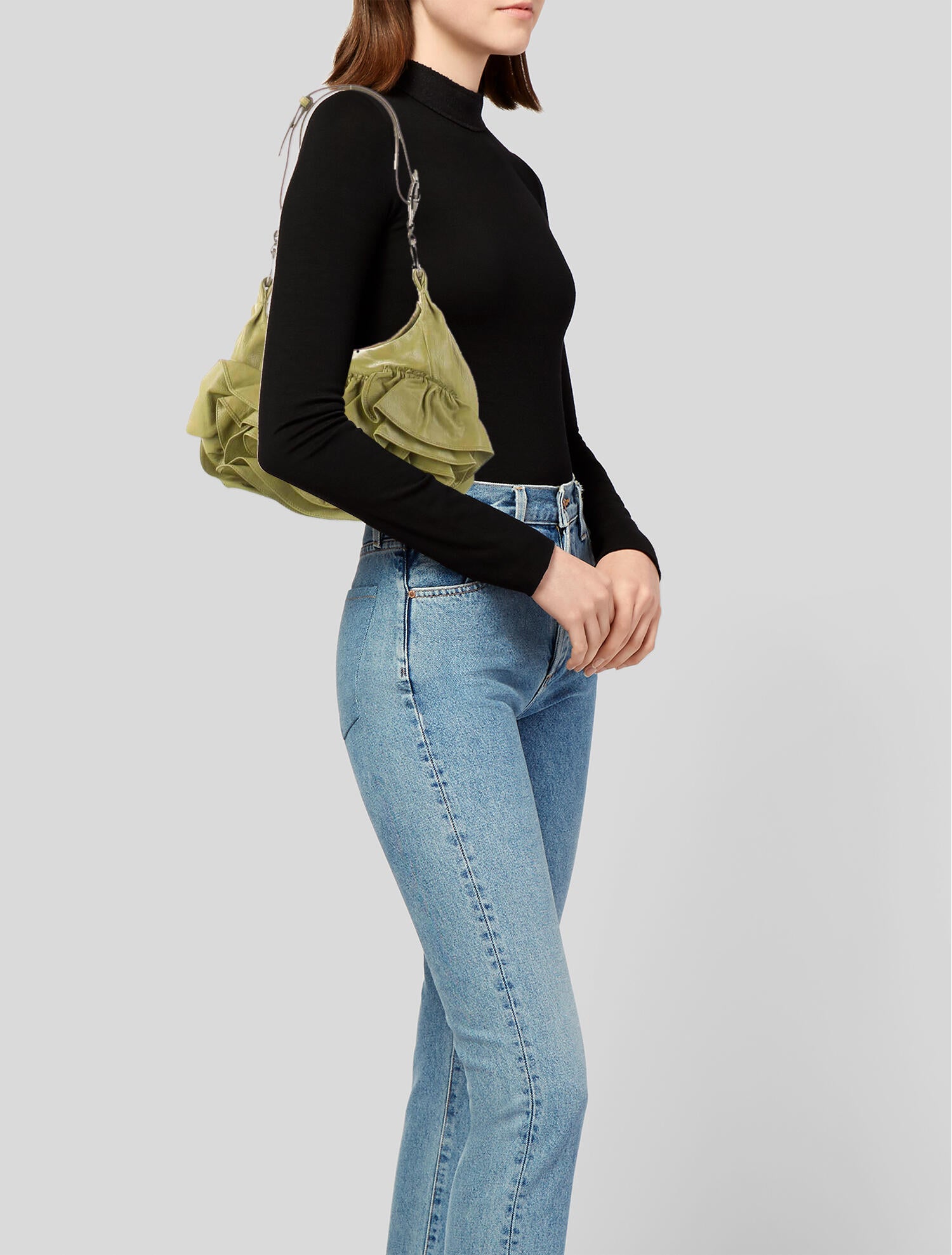 Yves Saint Laurent Rive Gauche Nadja Rose Shoulder Bag - Green 