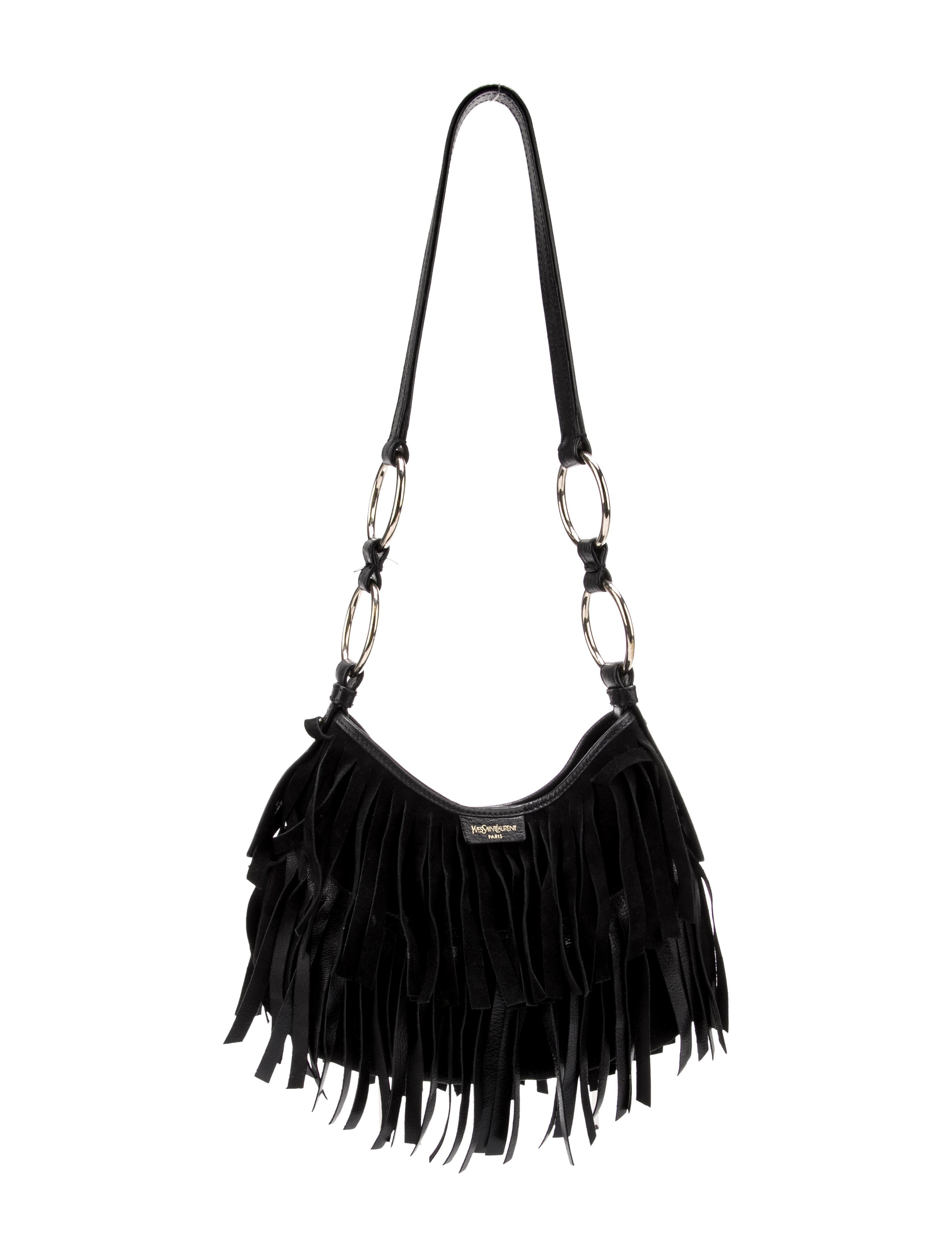 Yves saint Laurent rive gauche ショルダーバッグ Yves Saint Laurent Rive Gauche Suede Fringe-Accented Shoulder Bag