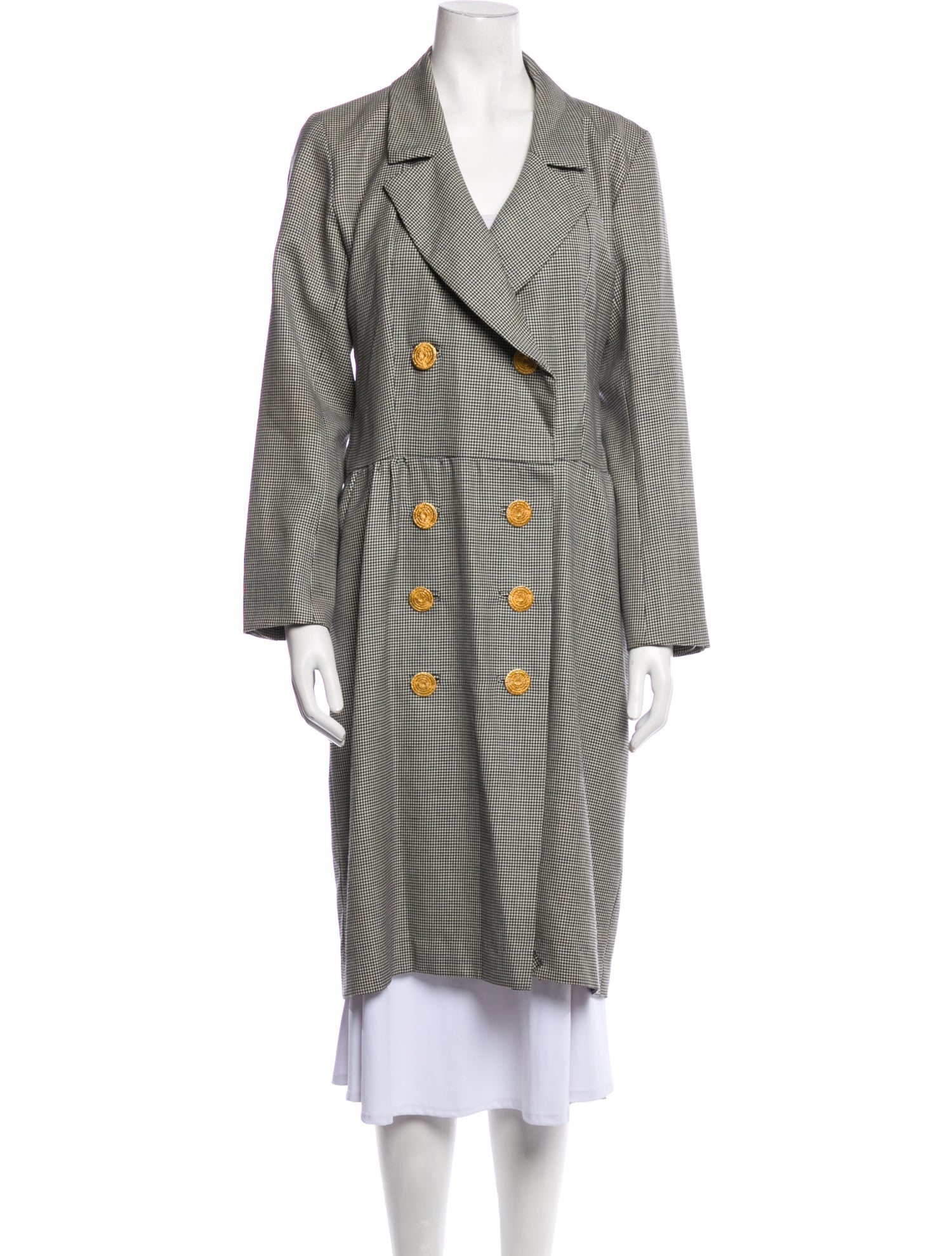Yves Saint Laurent Rive Gauche Vintage Plaid Print Peacoat