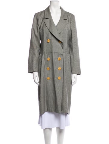 Yves Saint Laurent Rive Gauche Coats Vintage Plaid Print Peacoat Us6, Fr38 | M