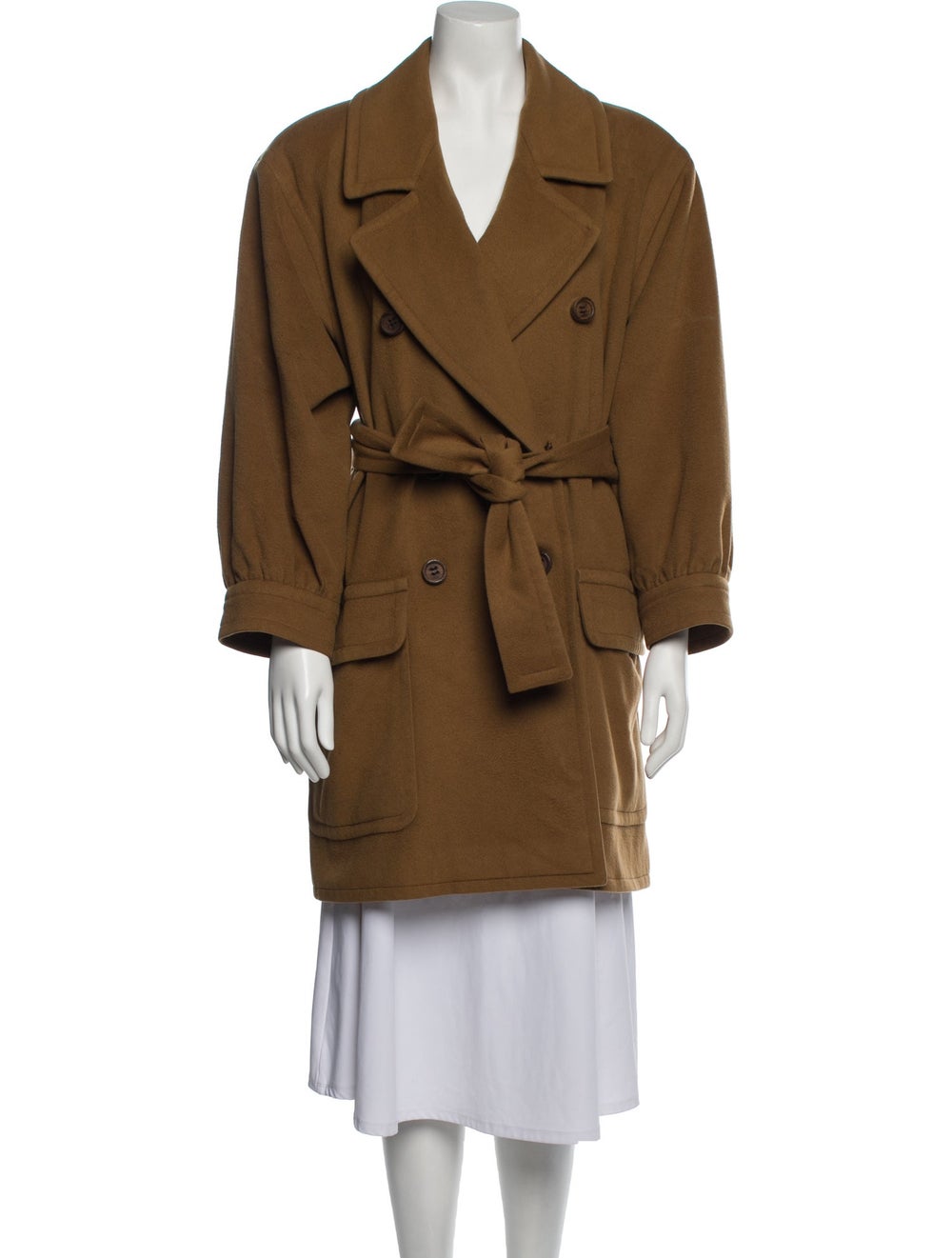 Yves Saint Laurent Rive Gauche Trench Coat Vintage From the Late 1970's - Early 1980's Collection by Yves Saint Laurent Neutrals Pointed Collar Knee-Length