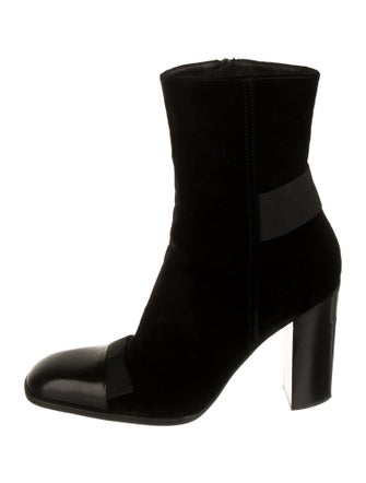 Yves Saint Laurent Rive Gauche Velvet Bow Accents Sock Boots