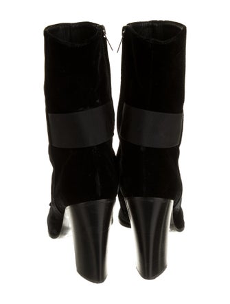 Yves Saint Laurent Rive Gauche Velvet Bow Accents Sock Boots