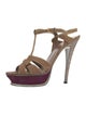 Yves Saint Laurent Rive Gauche Suede T-Strap Sandals