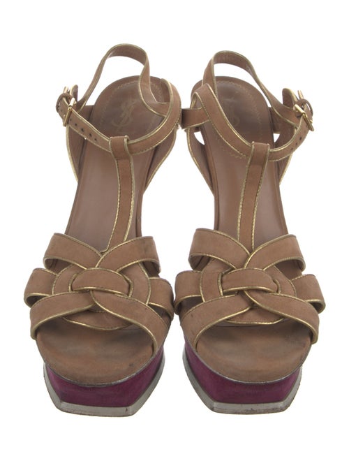Yves Saint Laurent Rive Gauche Suede T-Strap Sandals