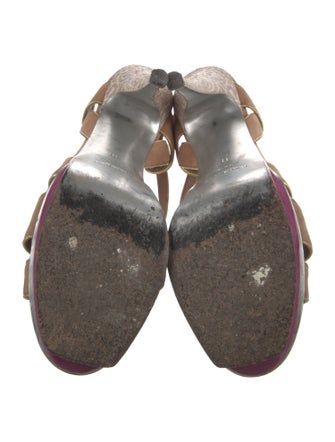 Yves Saint Laurent Rive Gauche Suede T-Strap Sandals