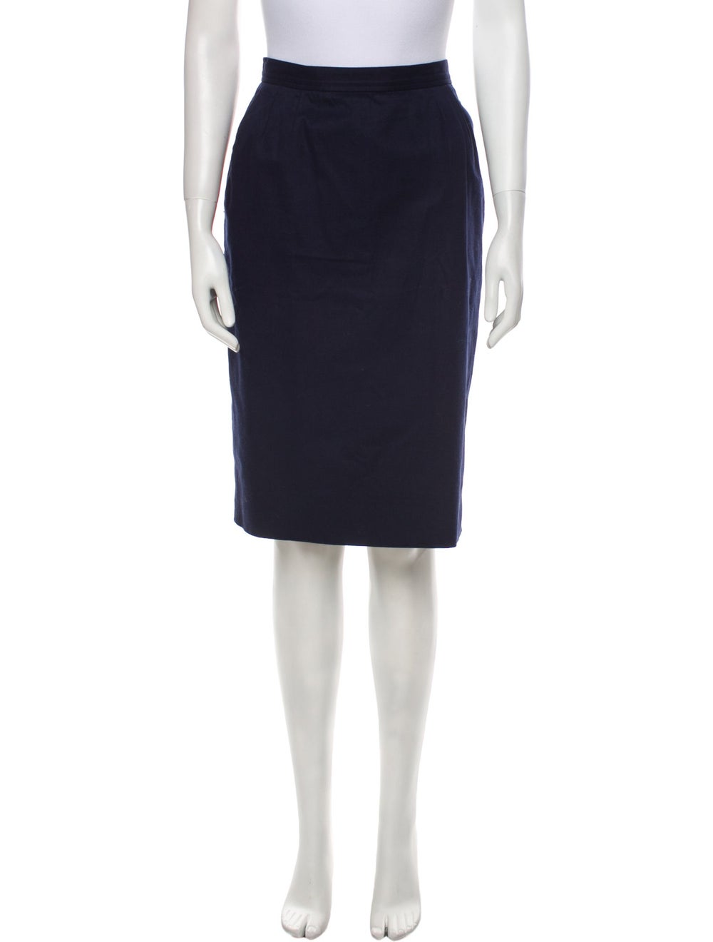 Yves Saint Laurent Rive Gauche Skirt Blue Slit Po… - image 1