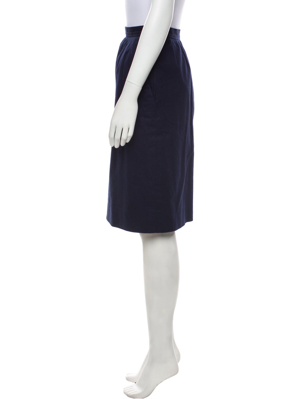 Yves Saint Laurent Rive Gauche Skirt Blue Slit Po… - image 2