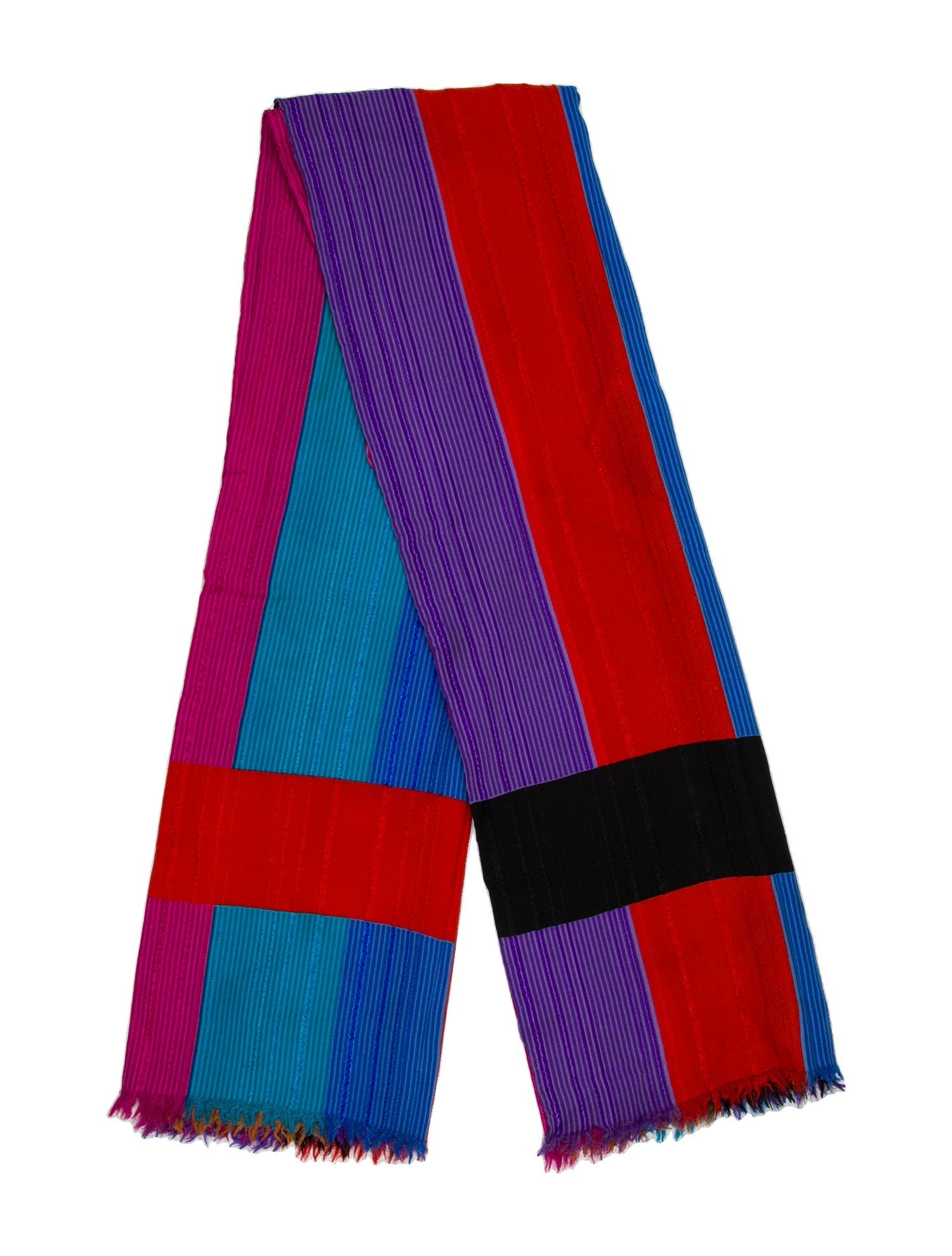 Yves Saint Laurent Rive Gauche Silk Colorblock Pattern Scarf