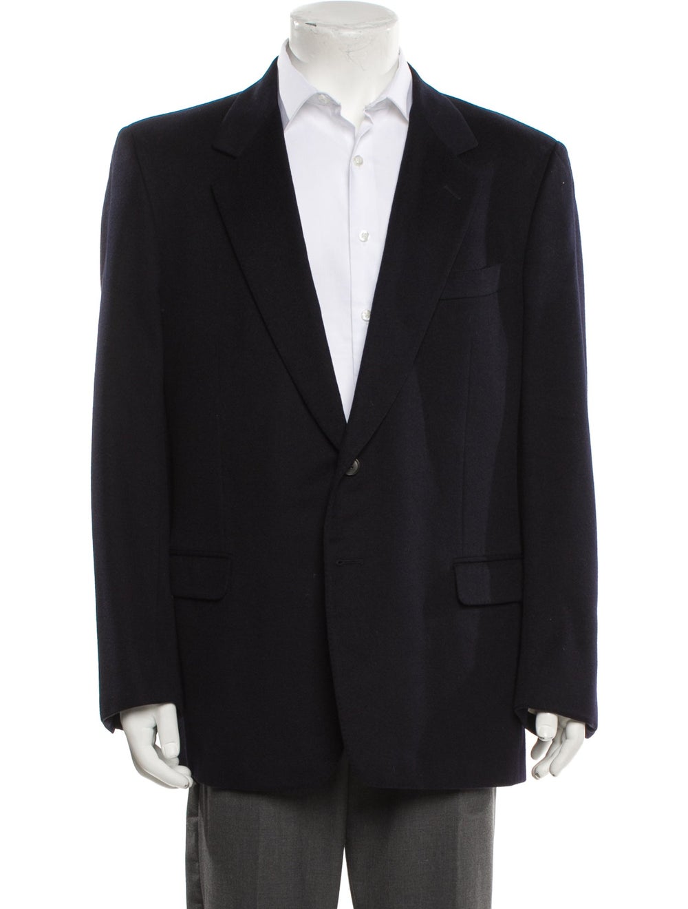 Yves Saint Laurent Rive Gauche Vintage Blazer From the Late 1980's - Early 1990's Collection by Yves Saint Laurent Blue Notched Lapels & Double Vents Satin Lining