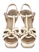 Yves Saint Laurent Rive Gauche Leather Animal Print T-Strap Sandals