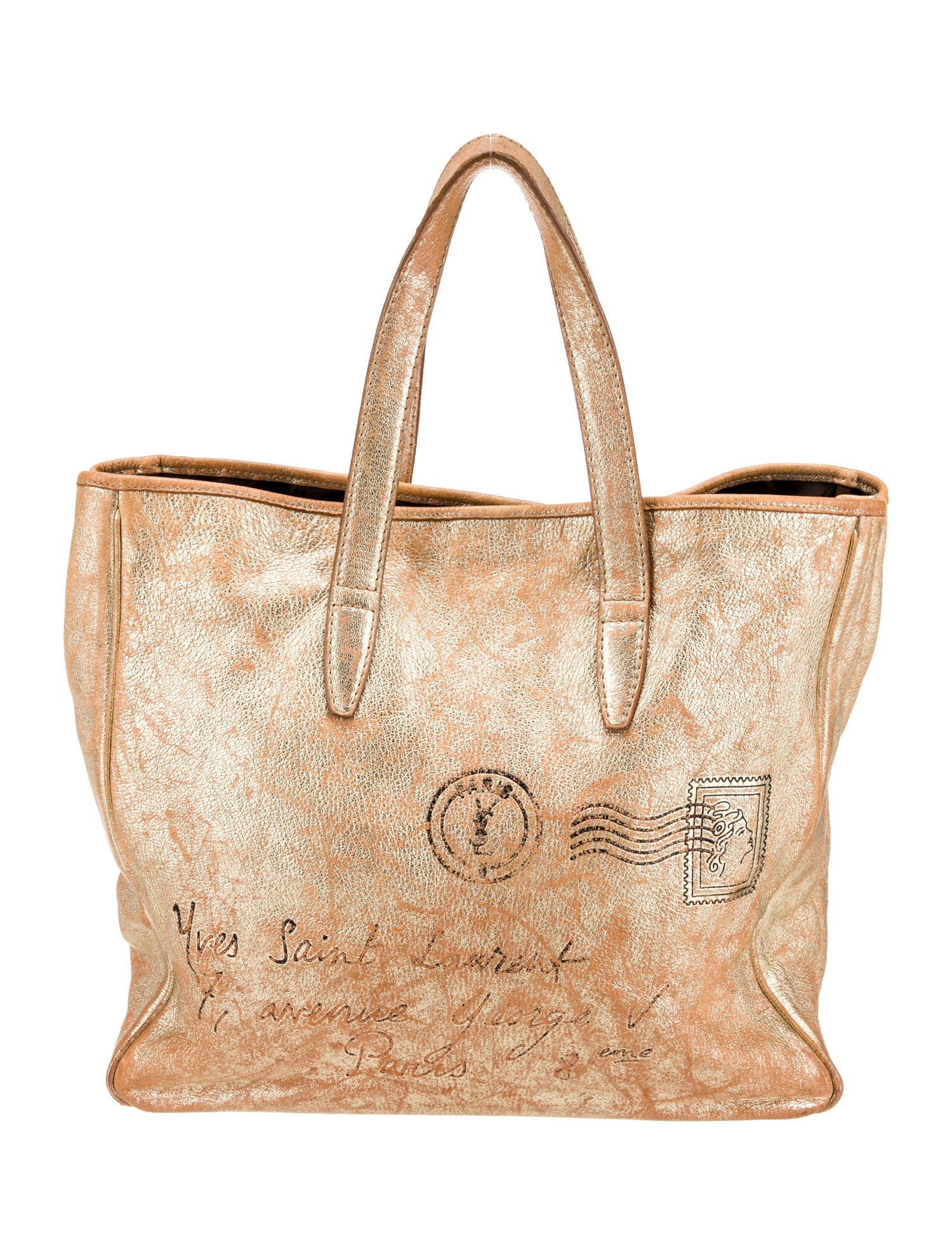 Yves Saint Laurent Rive Gauche Leather Postal Stamp Postcard Vintage