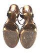 Yves Saint Laurent Rive Gauche Vegan Patent Leather Braided Accents T-Strap Sandals