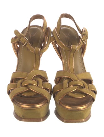 Yves Saint Laurent Rive Gauche Suede T-Strap Sandals