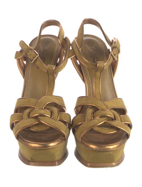 Yves Saint Laurent Rive Gauche Suede T-Strap Sandals