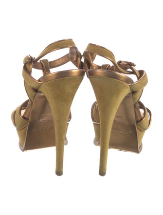 Yves Saint Laurent Rive Gauche Suede T-Strap Sandals