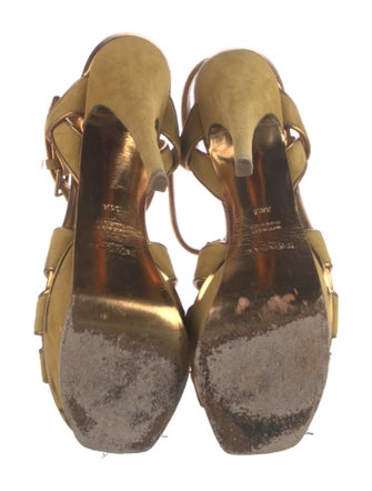 Yves Saint Laurent Rive Gauche Suede T-Strap Sandals