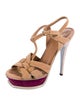 Yves Saint Laurent Rive Gauche Suede Printed T-Strap Sandals