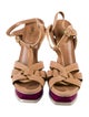 Yves Saint Laurent Rive Gauche Suede Printed T-Strap Sandals