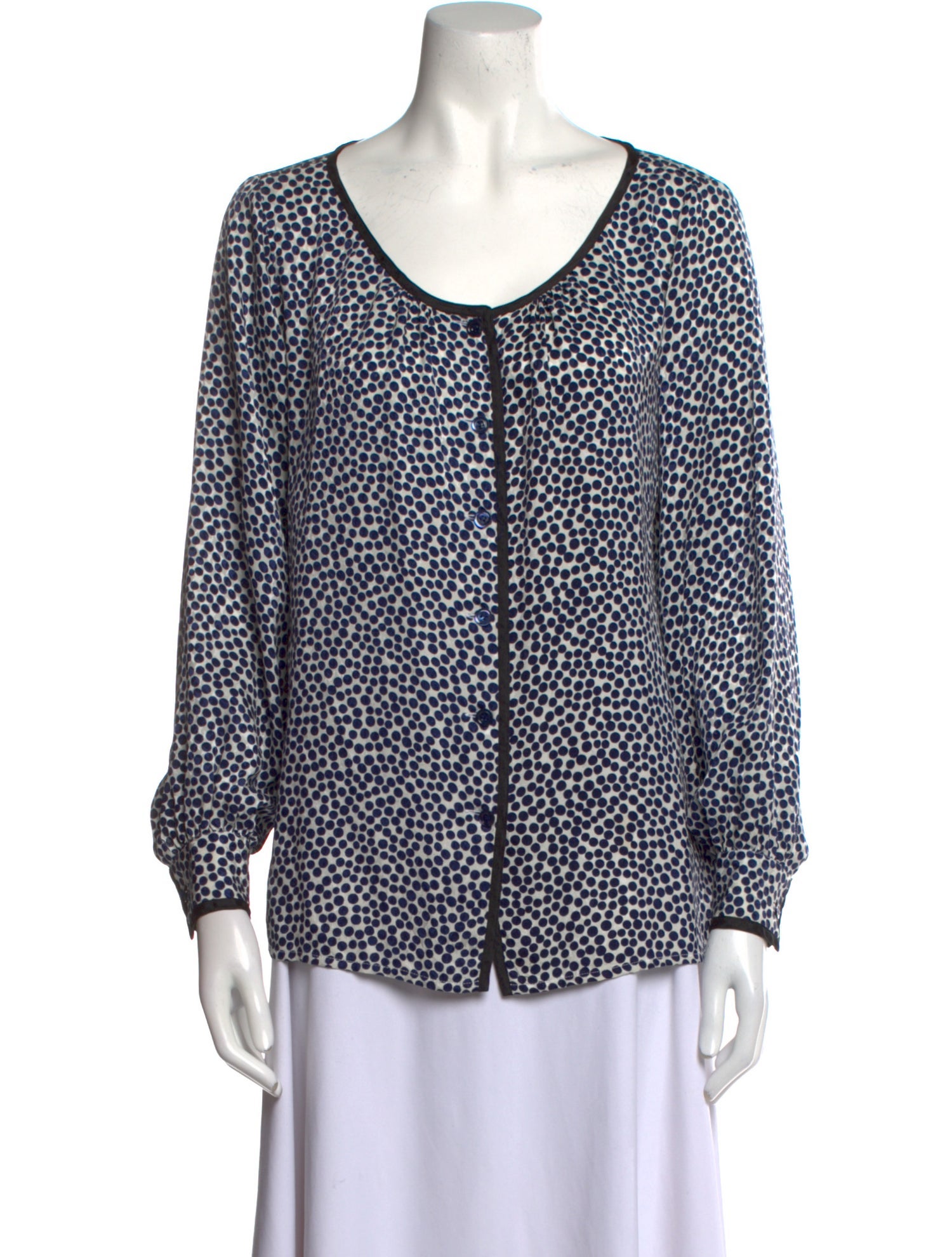 Yves Saint Laurent Rive Gauche Printed Scoop Neck Blouse