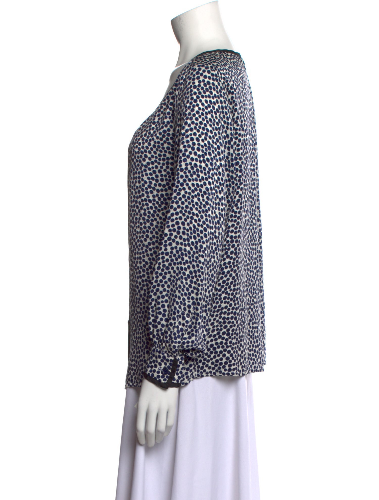 Yves Saint Laurent Rive Gauche Printed Scoop Neck Blouse