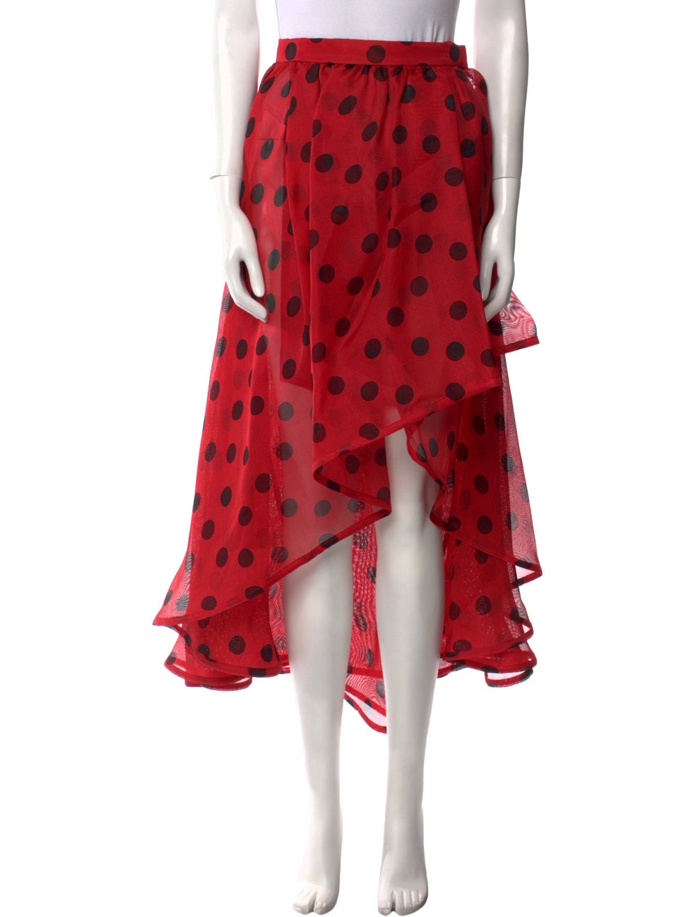 Yves Saint Laurent Rive Gauche Silk Skirt Vintage From the Spring/Summer 1990 Collection by Yves Saint Laurent Black & Red Polka Dot Print