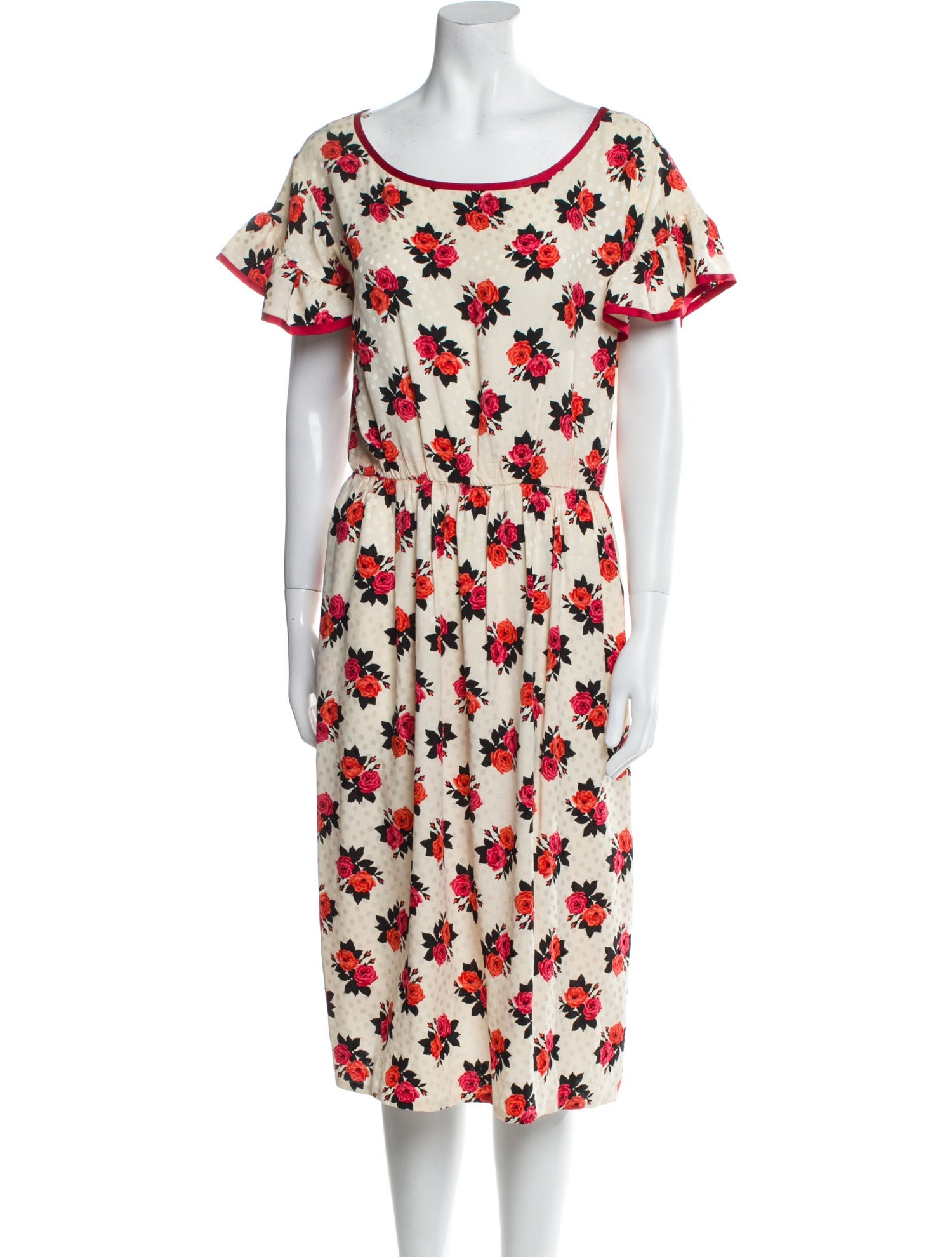 Yves Saint Laurent Rive Gauche Floral Print Midi Length Dress