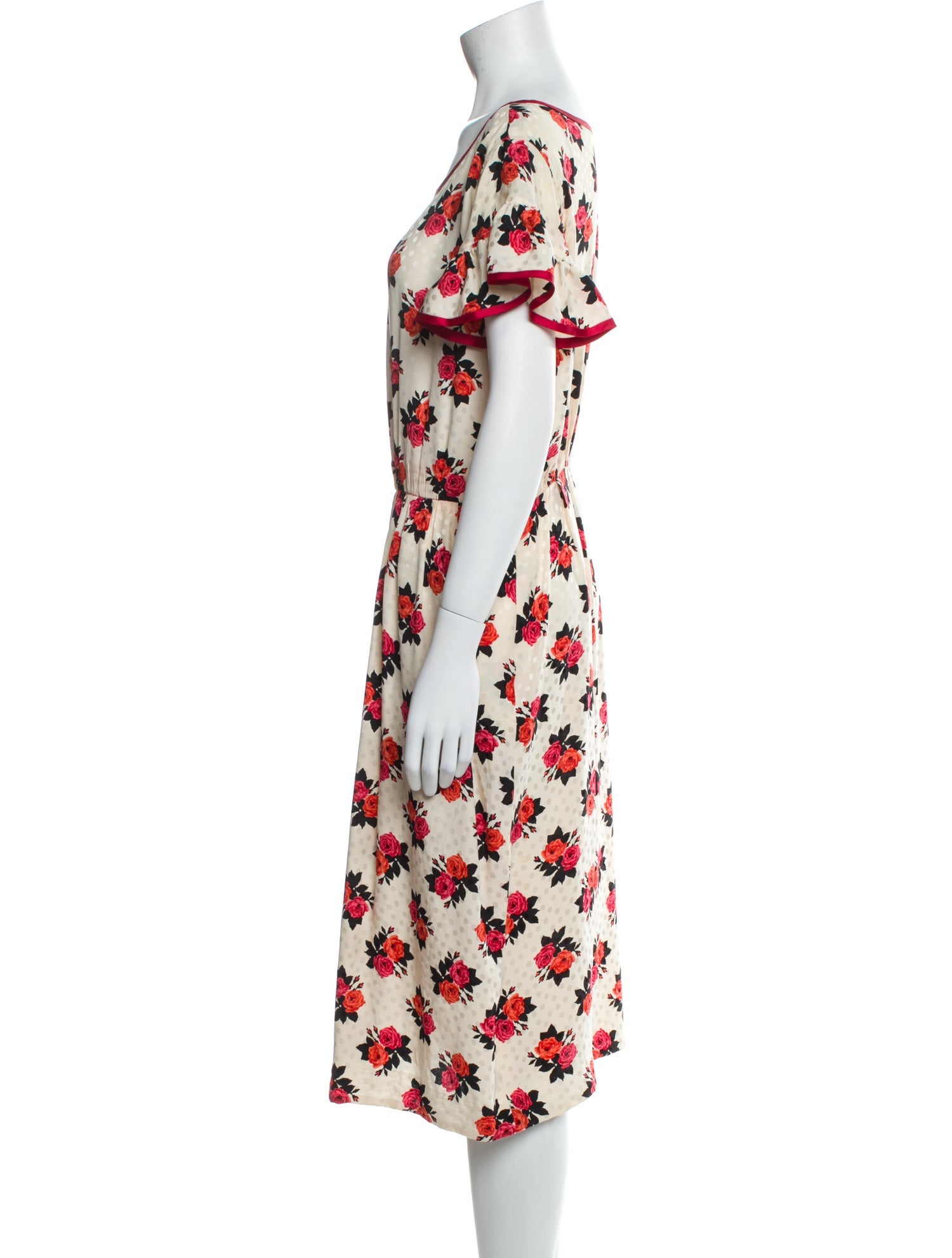 Yves Saint Laurent Rive Gauche Floral Print Midi Length Dress