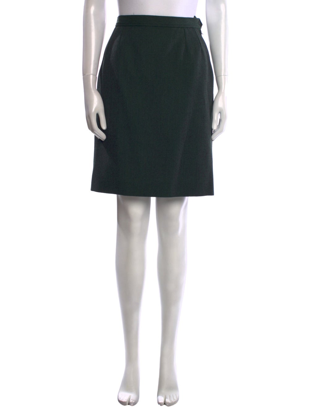 Yves Saint Laurent Rive Gauche Wool Skirt Vintage From the Fall/Winter 1990 Collection by Yves Saint Laurent Green Slit Pockets