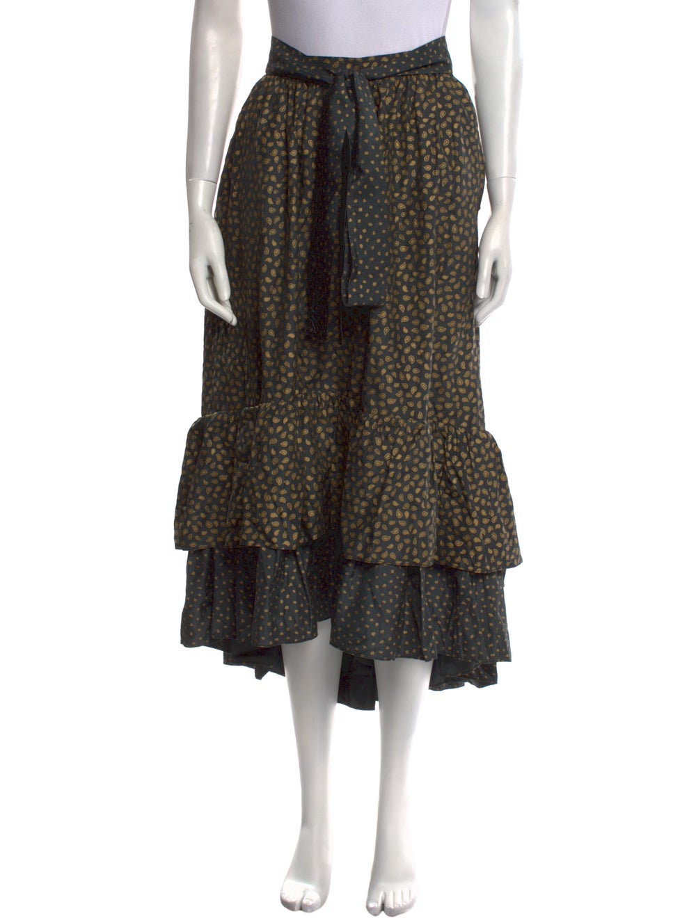 Yves Saint Laurent Rive Gauche Skirt Vintage From the 1980's Collection by Yves Saint Laurent Black Printed Slit Pockets
