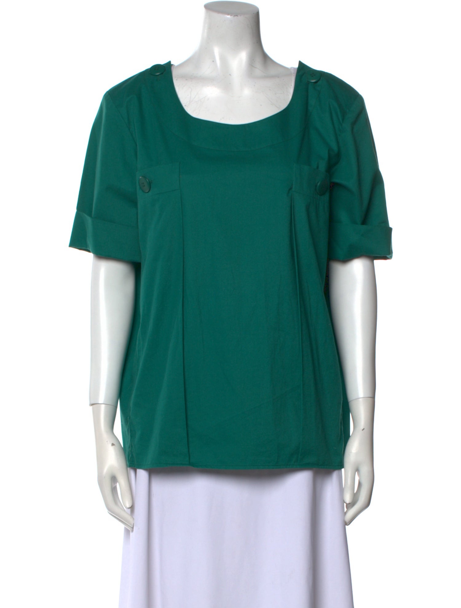 Yves Saint Laurent Rive Gauche Scoop Neck Short Sleeve Blouse