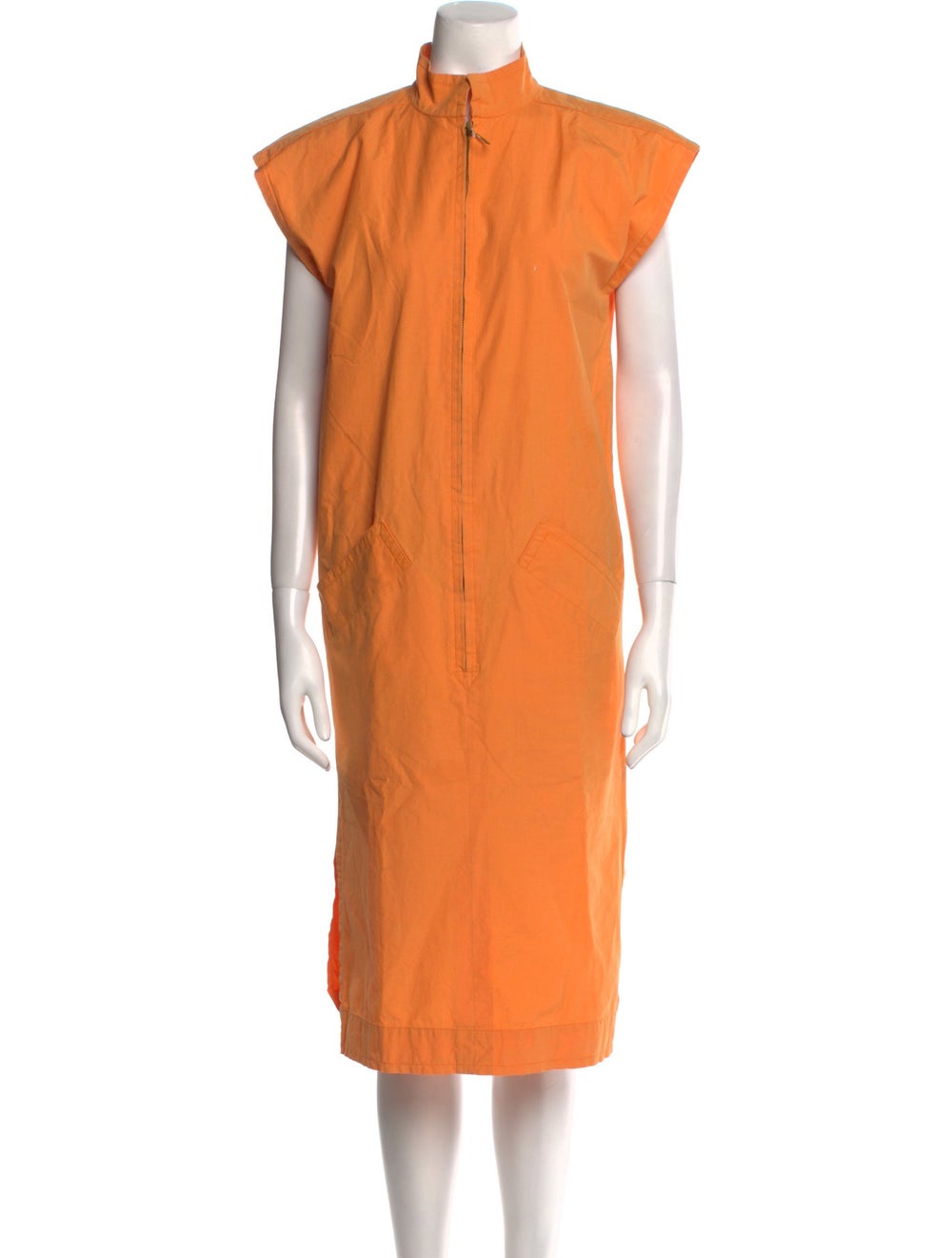 Yves Saint Laurent Rive Gauche Tent Dress Vintage From the 1980's Collection by Yves Saint Laurent Orange Short Sleeve with Mock Neck