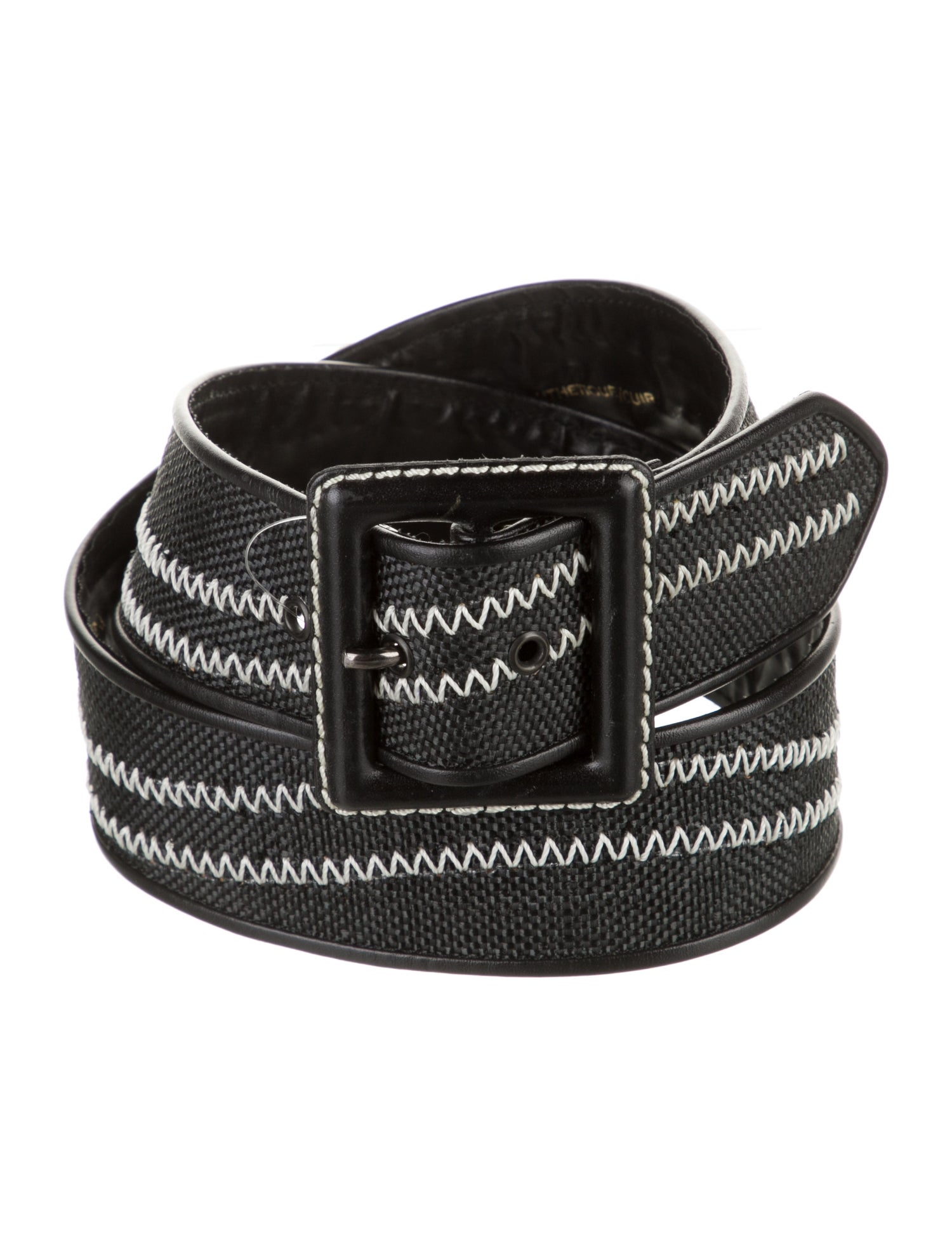 Yves Saint Laurent Rive Gauche Raffia Whipstitch Trim Belt