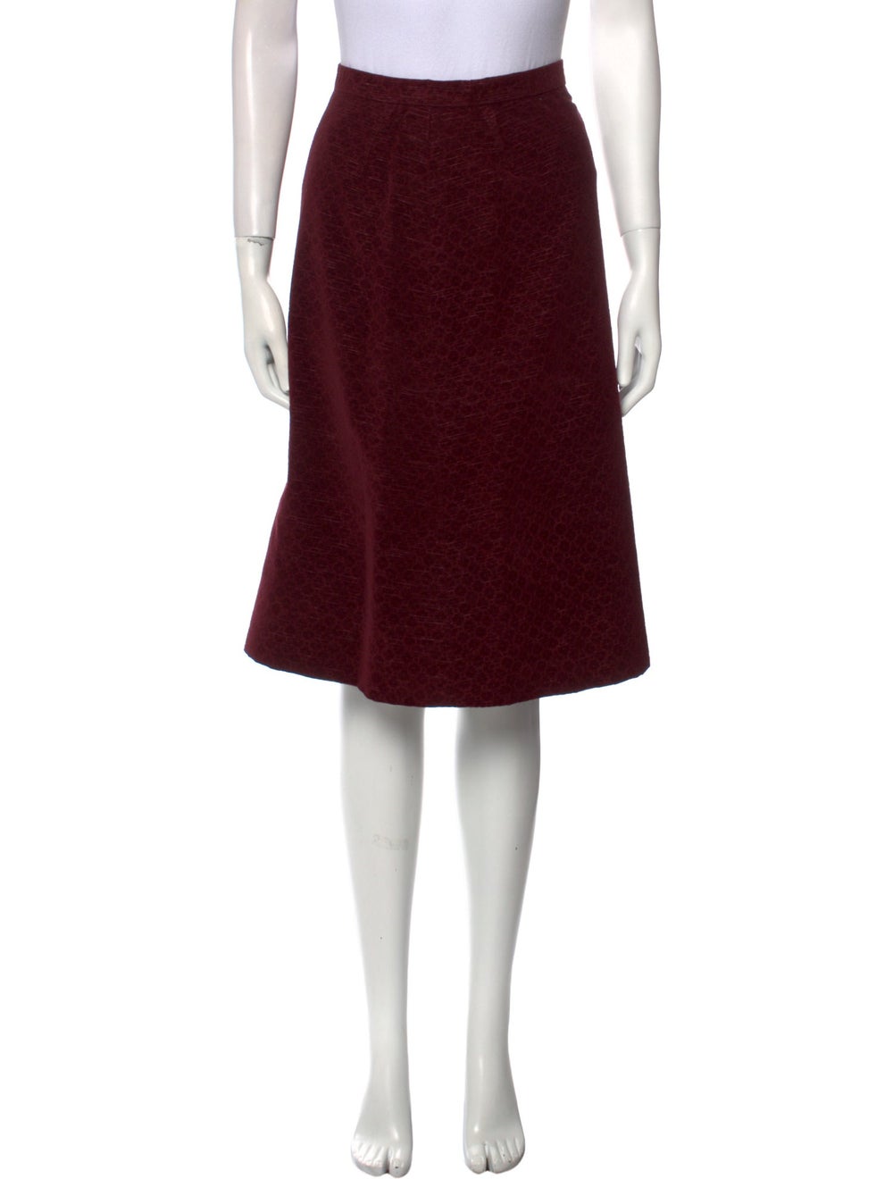 Yves Saint Laurent Rive Gauche Wool Skirt Burgundy Slit Pockets