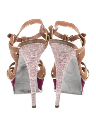 Yves Saint Laurent Rive Gauche Suede T-Strap Sandals