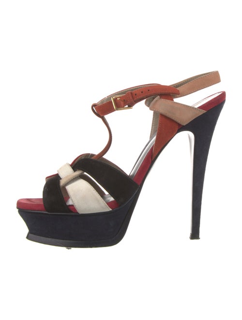 Yves Saint Laurent Rive Gauche Suede T-Strap Sandals