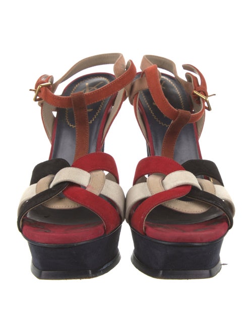 Yves Saint Laurent Rive Gauche Suede T-Strap Sandals