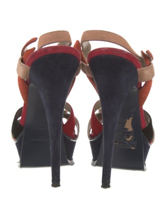 Yves Saint Laurent Rive Gauche Suede T-Strap Sandals