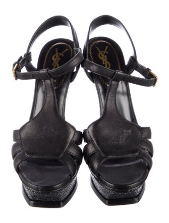 Yves Saint Laurent Rive Gauche Leather T-Strap Sandals